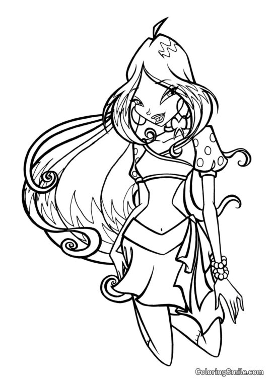 Winx Flora Knælende Winx Flora Knælende - Farvelægningsside