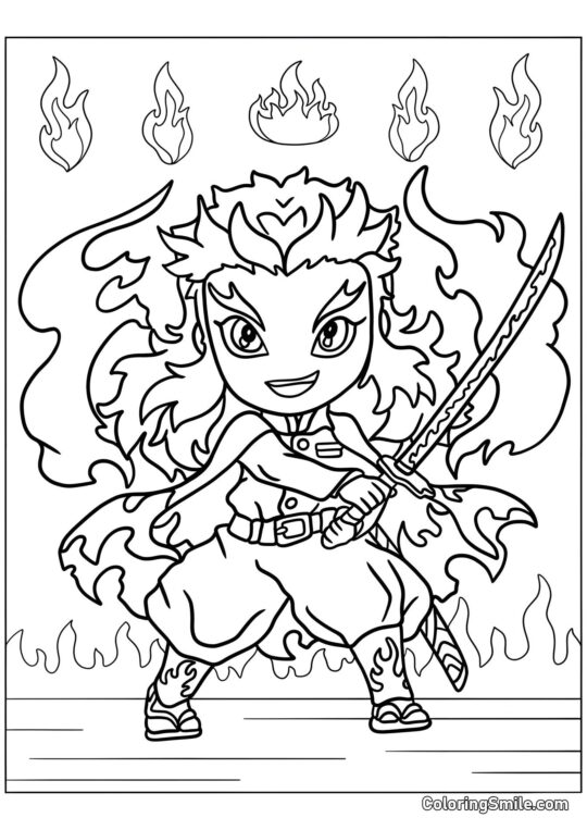 Sød Kyojuro Rengoku Sød Kyojuro Rengoku - Farvelægningsside