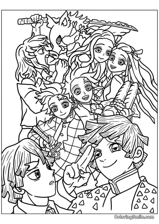 Demon Slayer: Lykkens Blomst Demon Slayer: Lykkens Blomst - Farvelægningsside