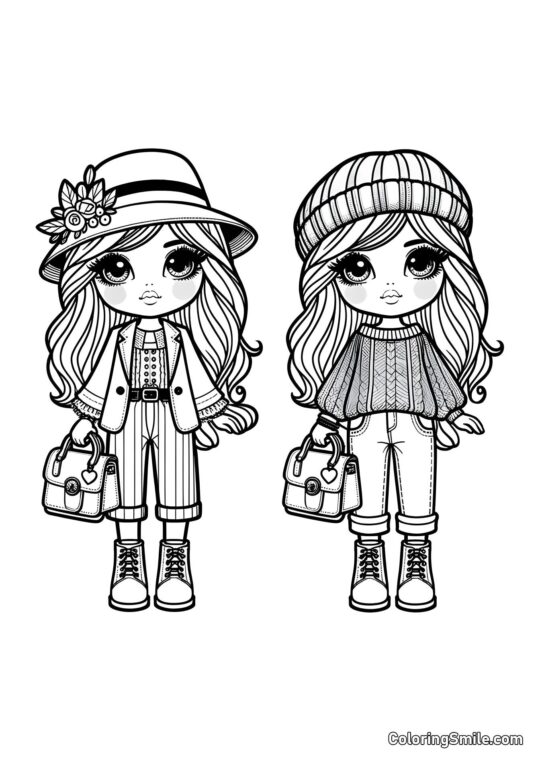 Søster Dukker Søster Dukker - Farvelægningsside