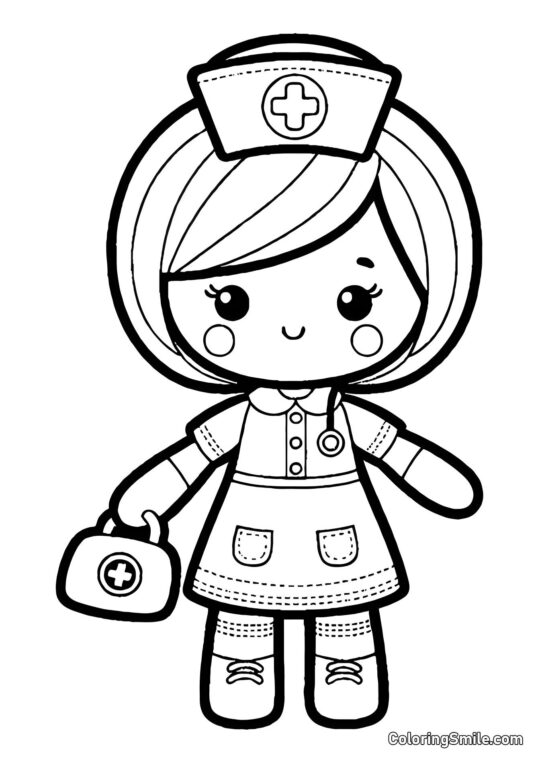 Sygeplejerske Dukke Sygeplejerske Dukke - Farvelægningsside
