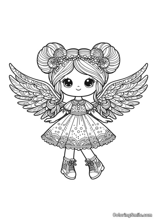 Dukke med Vinger Dukke med Vinger - Farvelægningsside