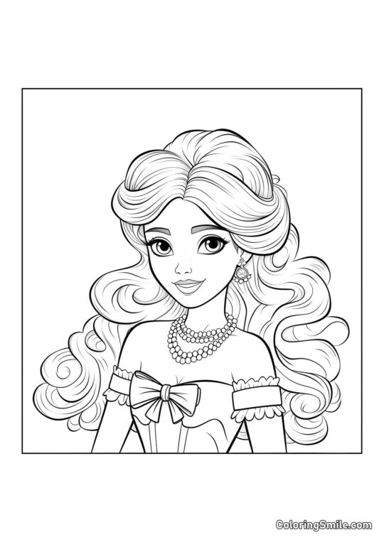 Dukke med en Luksuriøs Halskæde Dukke med en Luksuriøs Halskæde - Farvelægningsside