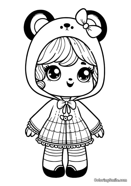 Dukke i Panda Kostume Dukke i Panda Kostume - Farvelægningsside