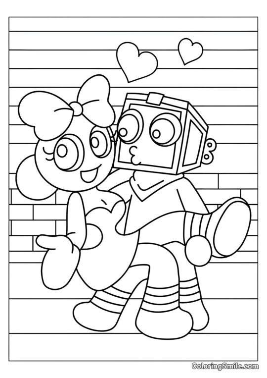 Boxsten og Poppy - Farvelægningsside