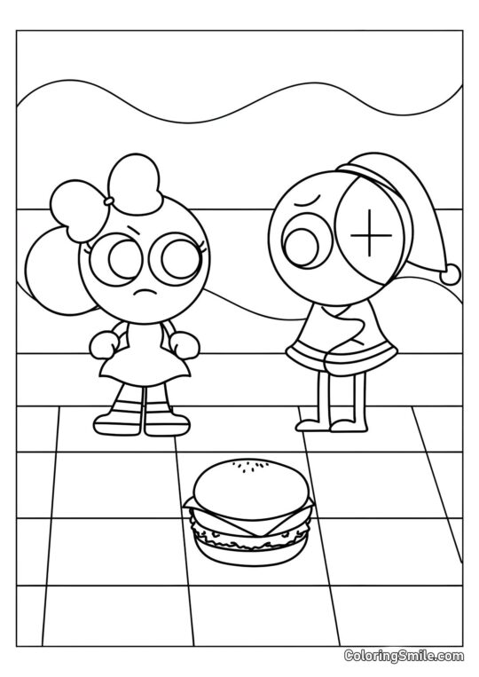 Astro, Poppy og Cheeseburger - Farvelægningsside