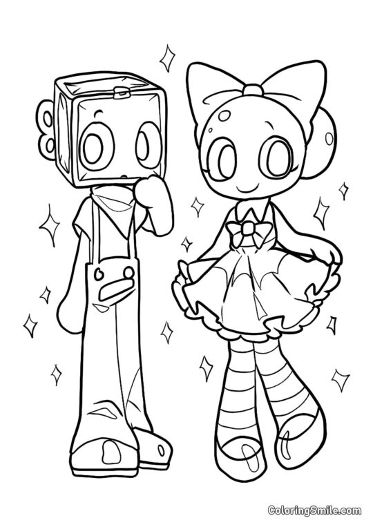 Boxsten og Poppy fra Dendy’s Verden - Farvelægningsside