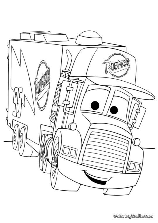 Lastbil på vejen - Farvelægningsside