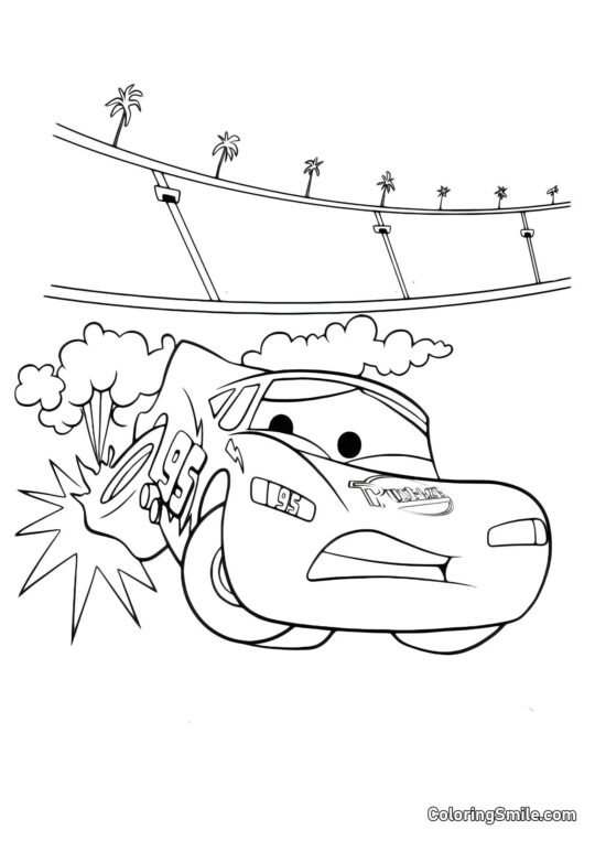 Bil med fladt dæk - Farvelægningsside