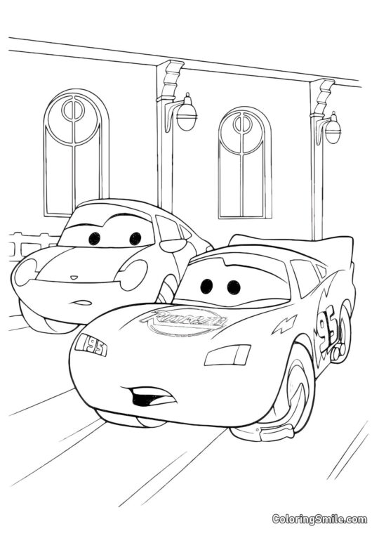 McQueen med et låst hjul - Farvelægningsside