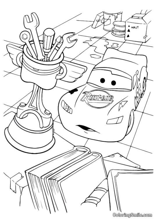 McQueen og pokalen - Farvelægningsside