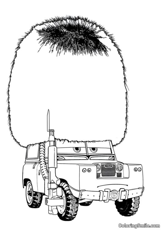 Bil i en sjov hat - Farvelægningsside