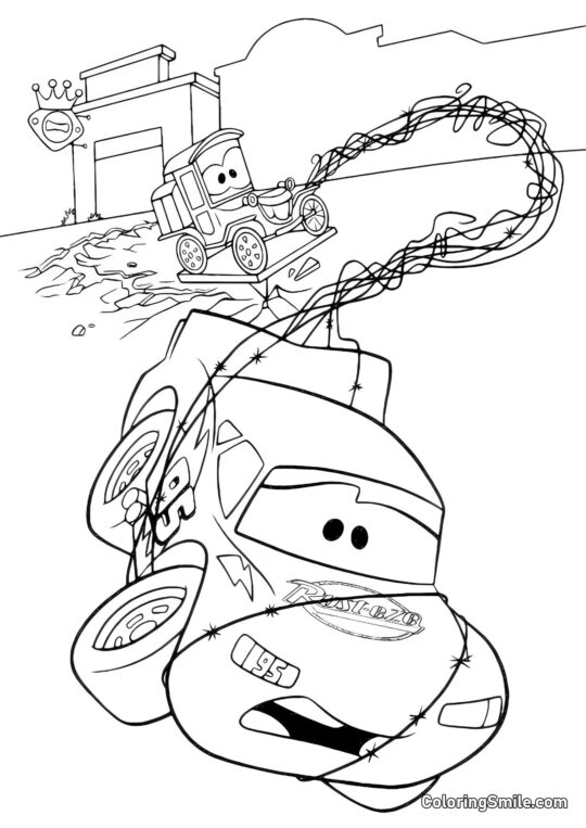 Bil fanget i et net - Farvelægningsside