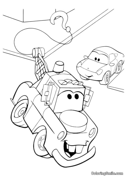 Bil med en krog - Farvelægningsside