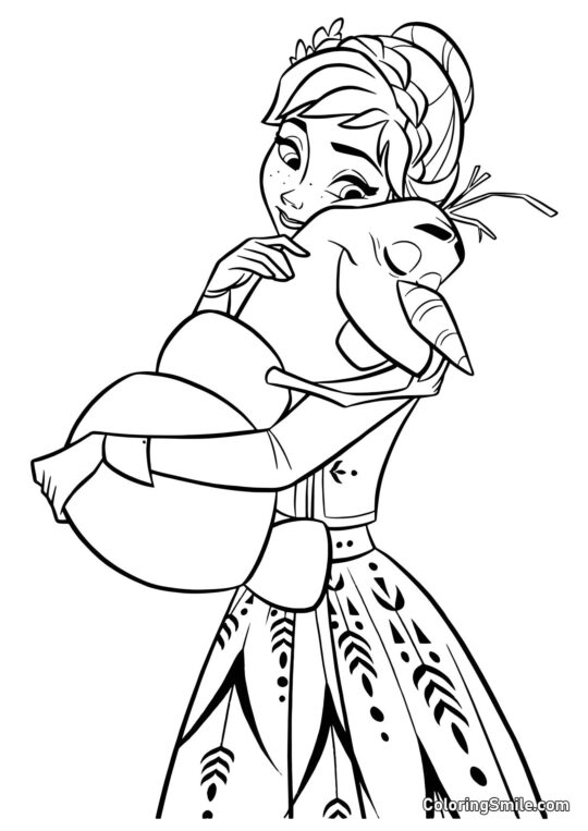 Anna krammer Olaf - Farvelægningsside