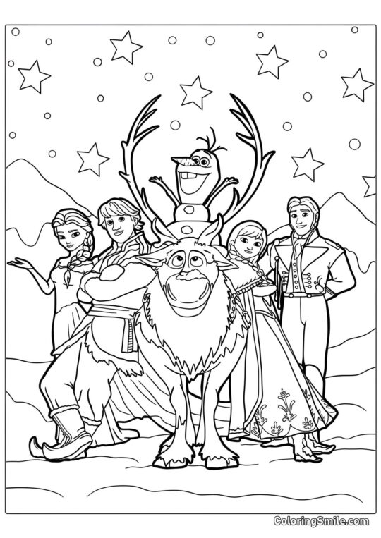 Frozen Heart tegnefilmskarakterer - Farvelægningsside