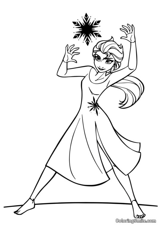 Elsa og en snefnug - Farvelægningsside