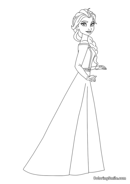 Elsa i fuld højde - Farvelægningsside