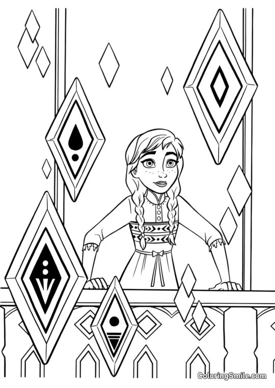 Anna og de elementære krystaller - Farvelægningsside