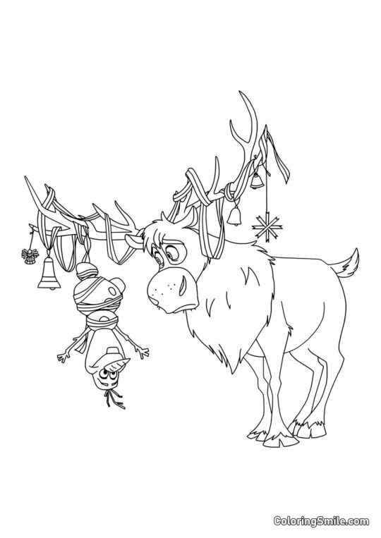 Olaf hænger på Svens horn - Farvelægningsside