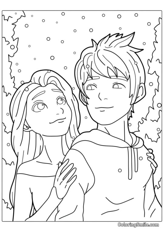 Elsa og Is Jack - Farvelægningsside